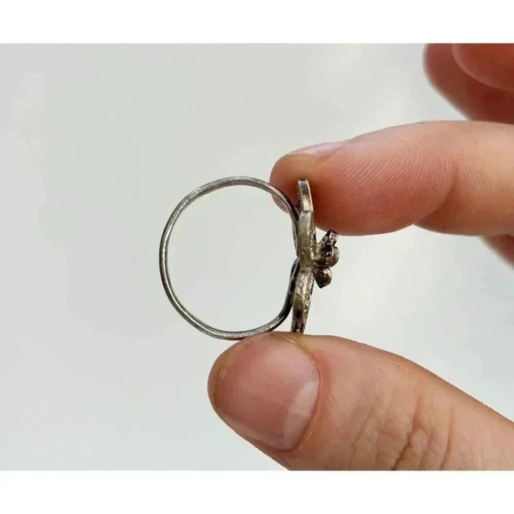 Foral Filigree Pewter Handmade 6 Petaled Vintage Ring - size 7.5 - Picture 4 of 8